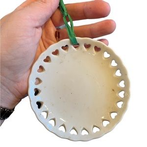 4in plate milk white with hearts cut out Renaldizs fine china Japan used